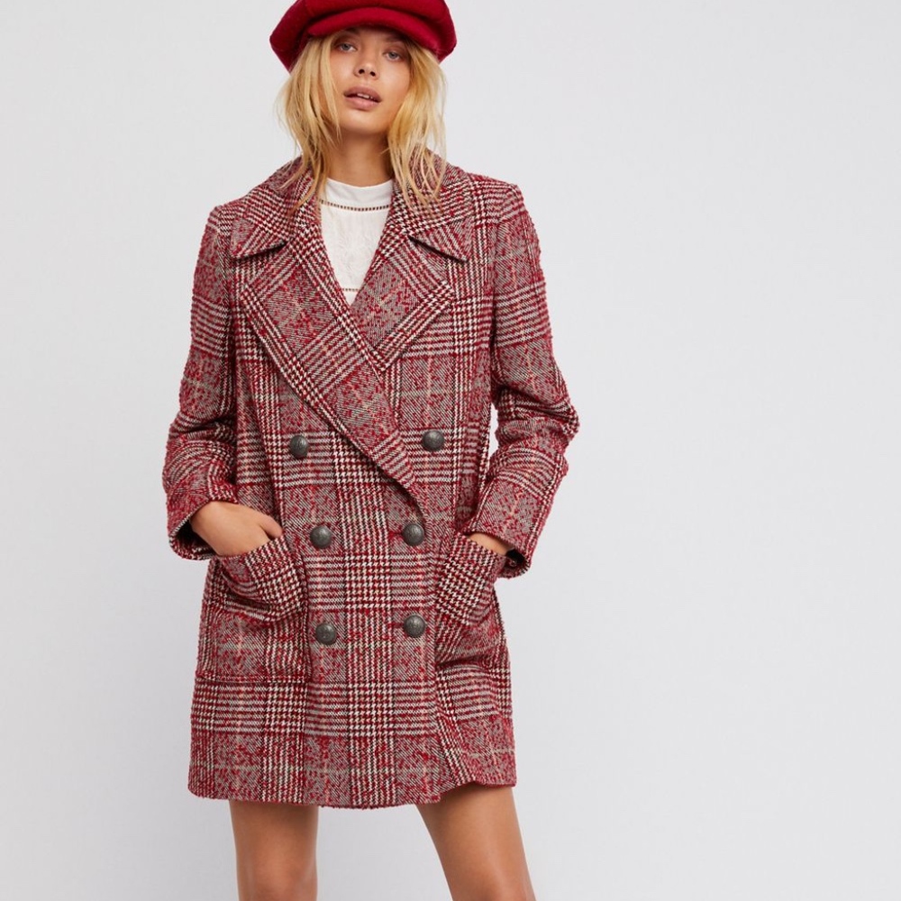 Free People Naiomi Check Plaid Coat
